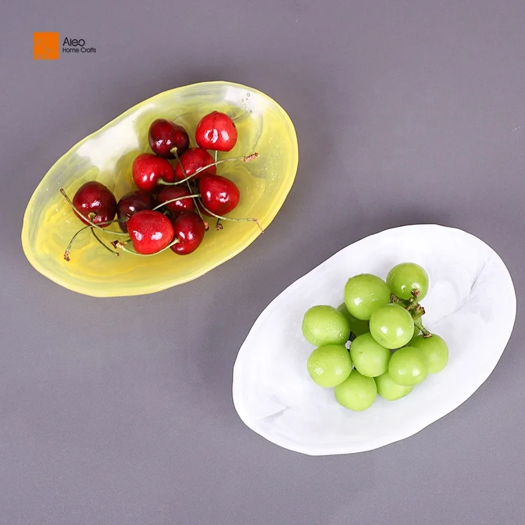 Aleo Home Factory Luxury Fruit Bowl Set Swirl Resin bowl Marble Polyresin Nordic Design Party Serving Salad Bowl Fruit Platter