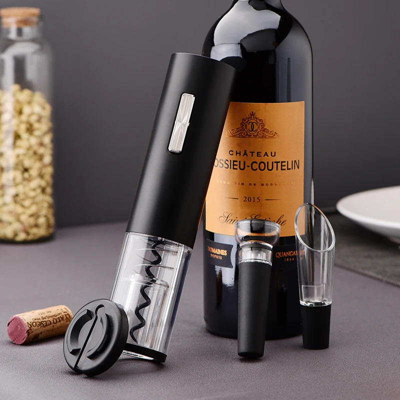 Amazon Best Electric Rechargeable Automatic Corkscrew Wine Pourer Vacuum Stopper Foil Cutter Kit Auto Openers Wine Opener Set
