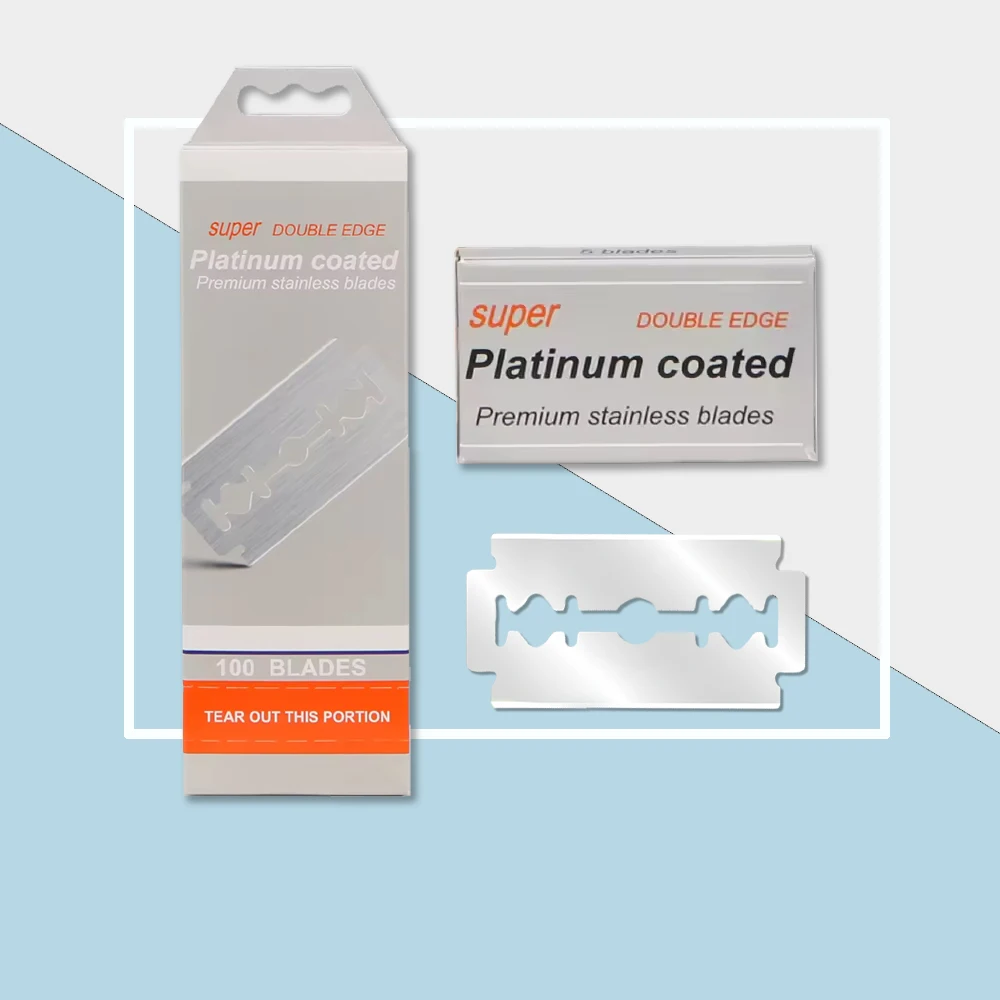 Universal Double Edge Safety Razor Blade Platinum Coated Premium Stainless Blades For Classic Razor 5 PCS / Box 100 PCS / Pack
