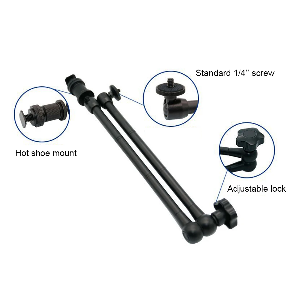20 inch Adjustable Articulating Friction Magic Arm Super Clamp Compatible with Field Monitor Video Lamp Fill Light