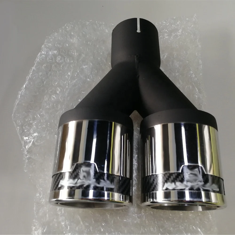 304 Stainless Steel Universal Exhaust Pipe Tip Dual Outlet Remus Black tips for BMW Audi Benz