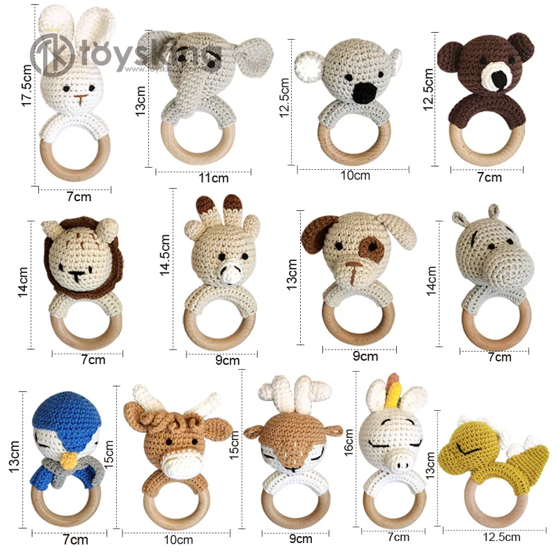 Hot Sale Customized Animal Rabbit Baby Rattle Crochet Knit Bunny Teething Sensory Toys for Babies stuffed plush toy