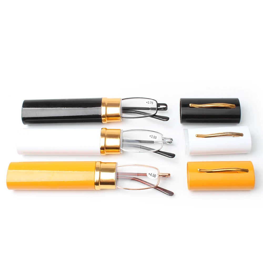 Wholesale metal frame pen tube reading glasses with case
