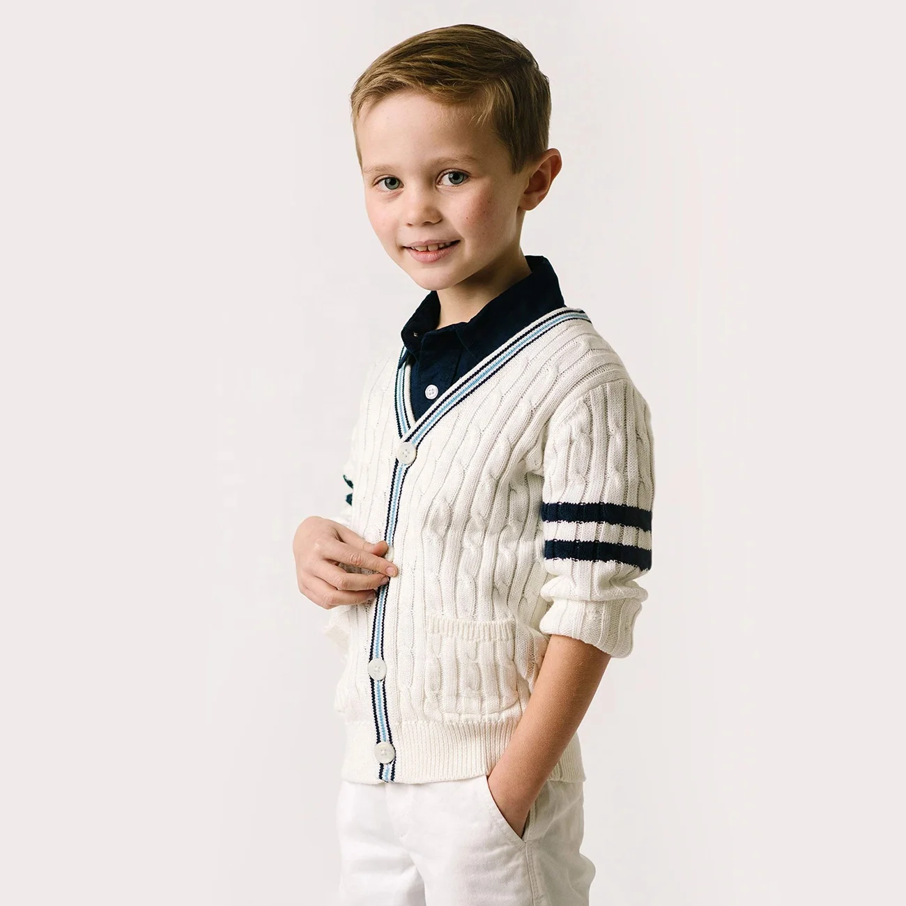 2021 Wholesale Custom Organic Cotton  Cardigan Kids Sweaters