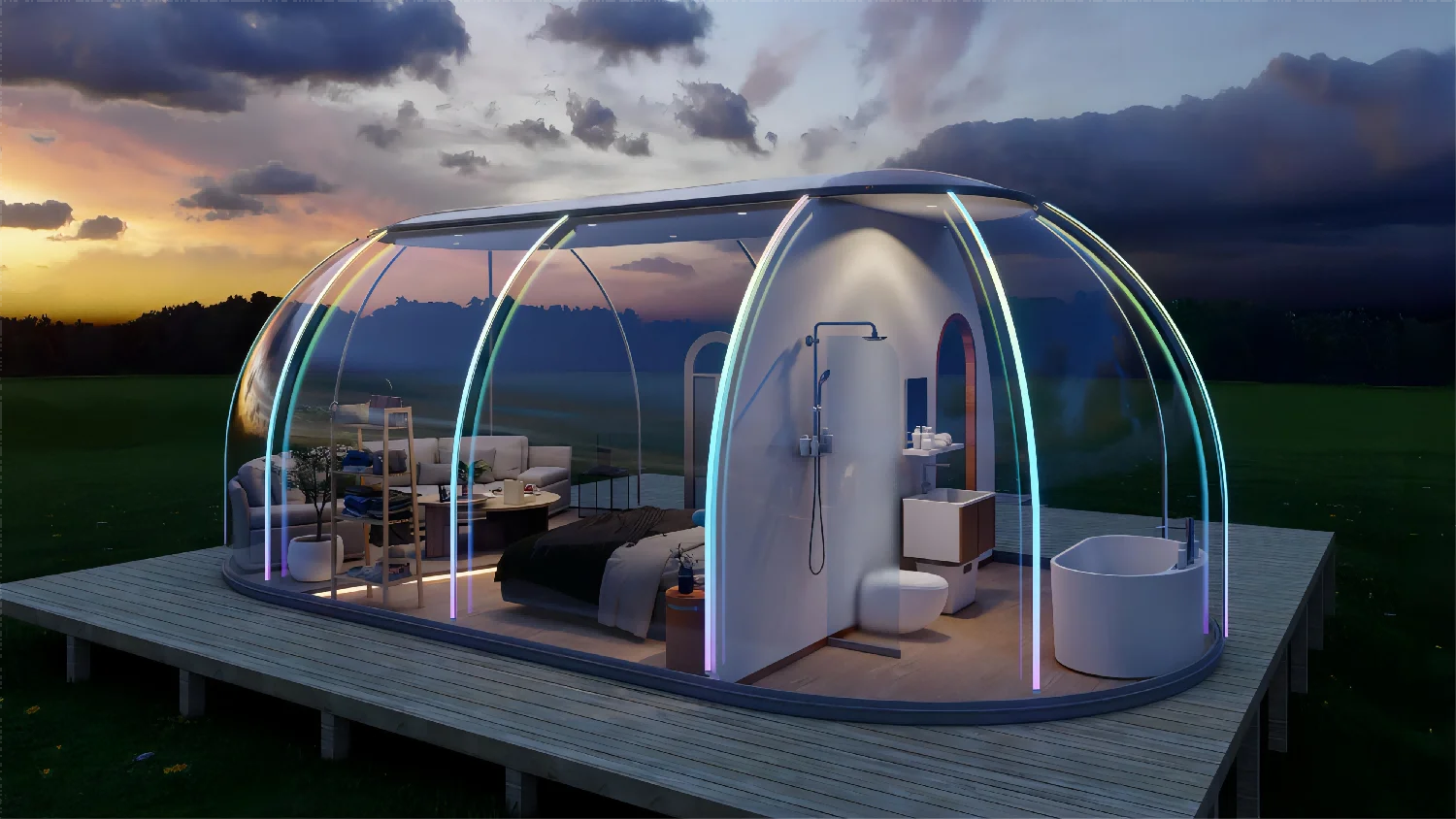 Capsule House lounge Outdoor Bubble tent geodesic Dome Transparent PC Tent Customized glamping pod Hotel