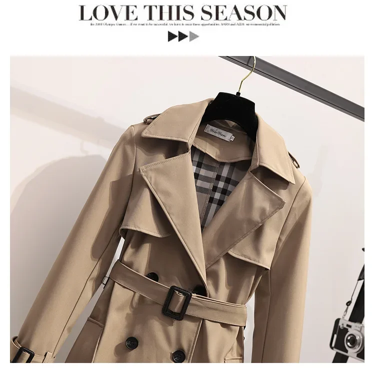Bozon Camel pea coat wool trench high quality double breasted women ladies lightweight long coat