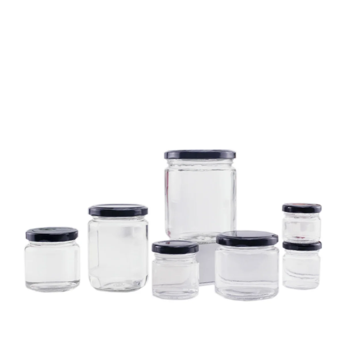 25ml 50ml 75ml 100ml 240ml 450ml 500ml 1000ml Empty round glass jelly jam jar honey jar with lid