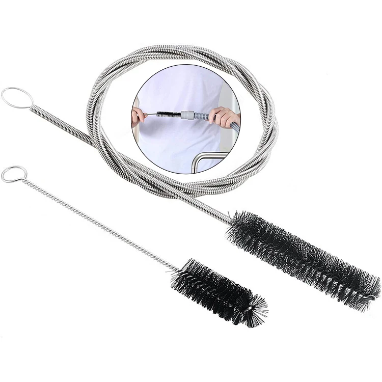 Long length Tube Nylon Cleaning Brush Pipe Spring Stainless Steel Tube Brush