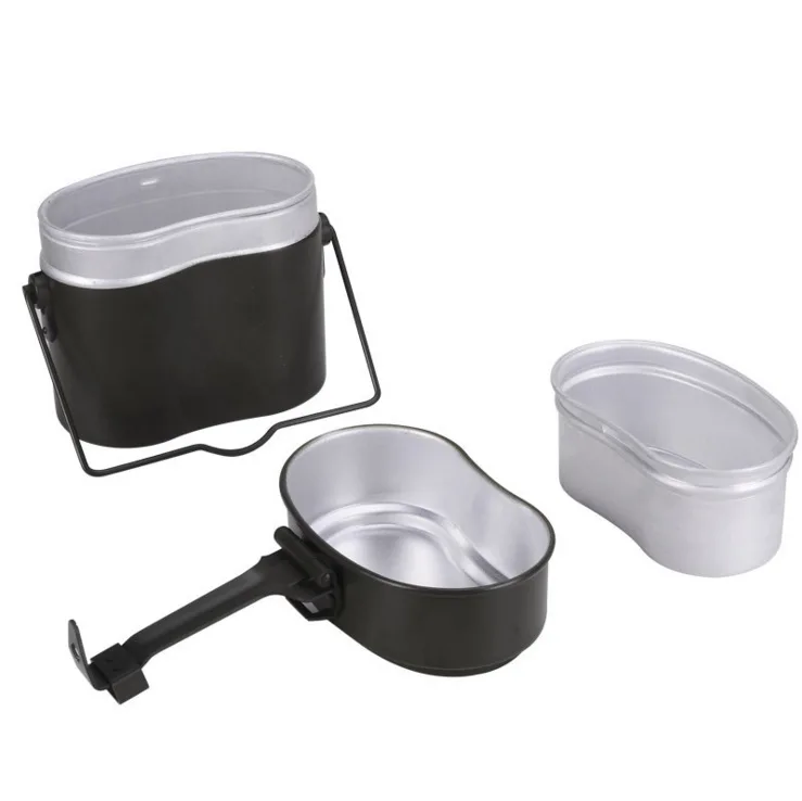 Hot Sale 1 2 Person Outdoor Picnic Aluminium Food Container Camping Portable heatable  Tactical Germany Style Cooking  Lunch Box
