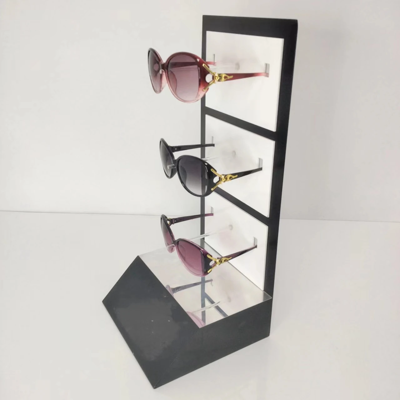 Custom Logo Wood and  Acrylic Fashion Eyewear Display Rack Customized Design Eyeglasses Display Stand