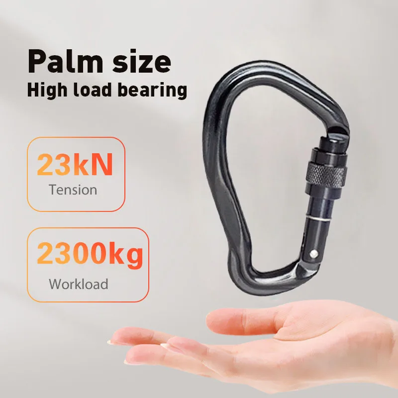 Pear Shape Asymmetrical 23KN 7075 Aluminium Alloy Master Safety Carabiner Snap Hook for Mountaineering