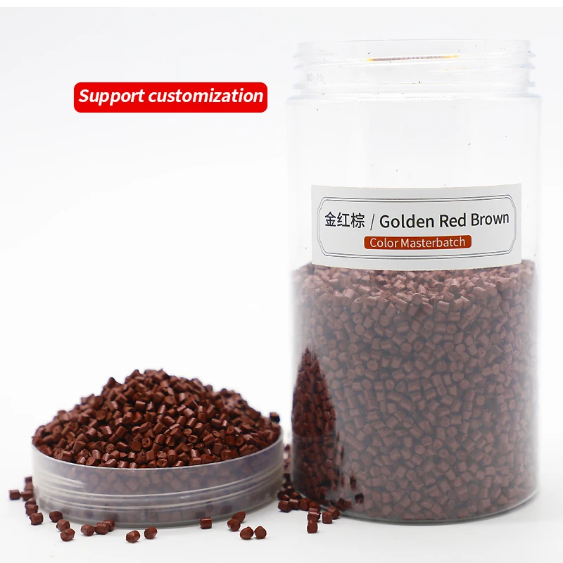 Plastic polyolefin functional caco3 masterbatch golden red brown color masterbatch filler