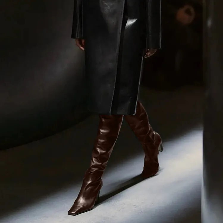 autumn winter sexy women real leather thigh high boots fashion party shoes elegant lady high heel over the knee boot big size 46