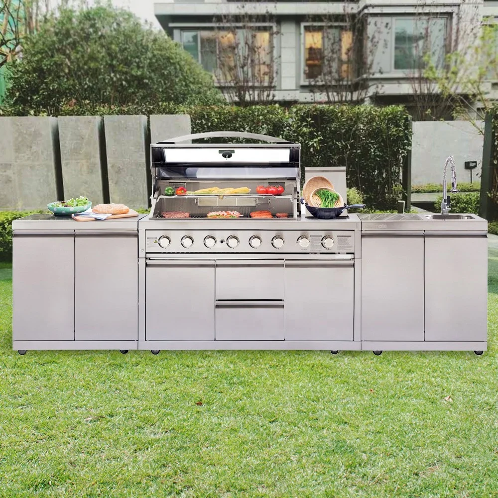 Outdoor Kitchen Cabinets Gas Grill Customized Stainless Steel Outdoor Kitchen BBQ Cabinets