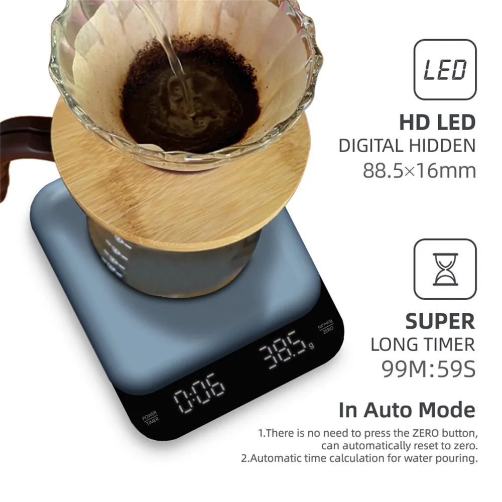 Electronic Smart Pocket Kitchen Food Weighing Digital Barista Espresso Coffee Scales With Timer