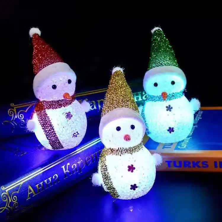 Light Up Cheap Christmas Glitter Snowman Gifts Toys Flash Led Toy Christmas Gifts Decoration Promotion Led Christmas Snowman