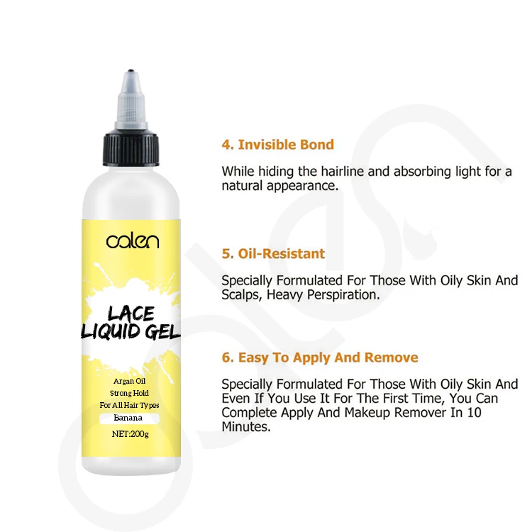 200ml Improvded Fomula Private Label Waterproof SweatProof Natural Ingredients Extreme Hold Banana Scent Hair Lace Glue Liquid G