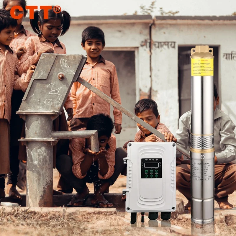 60m head automatic submersible solar powered borehole water pump 600w solar water pump for home use