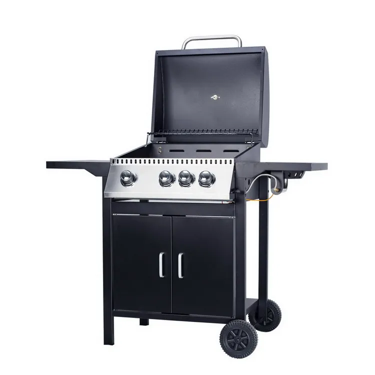 Customized 3+1 3 Burners With Side Oven CE/ LFGB Outdoor Barbeque Grill With Side Cooker Flat Top Garden Gas BBQ Grill