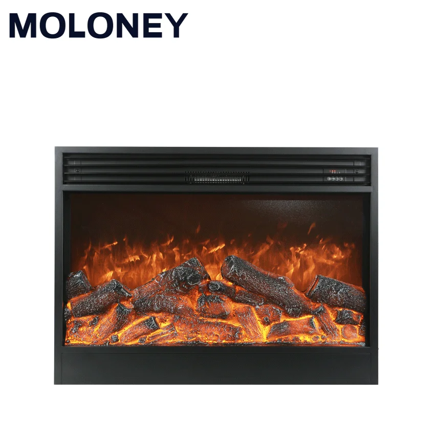 Black Cold rolled iron Mantel Wall built-in digital fire with manual button remote control cold orange flame Electric Fireplace