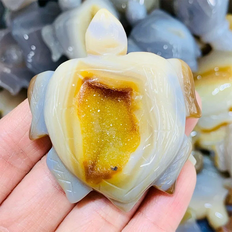 2024 Wholesale Natural Crystal Animals Agate Geode Tortoise Agate Turtle for Decoration