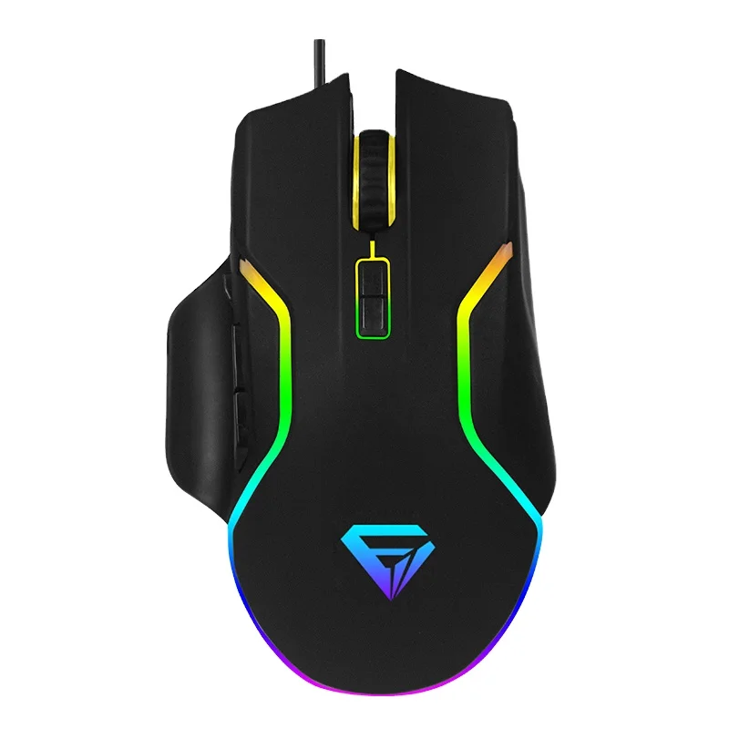 Best selling wired ergonomics design custom logo rainbow RGB backlit colorful 8d gaming mouse
