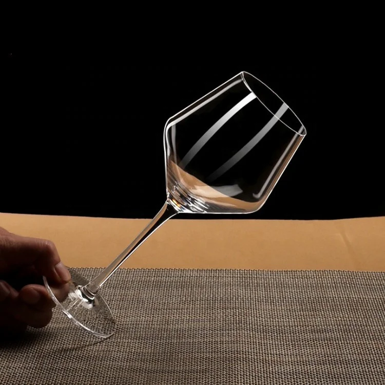 Modern Bohemia Glassware Hand Blown Red Wine Glass Diamond Shape Crystal Clear Wine Glass Goblets