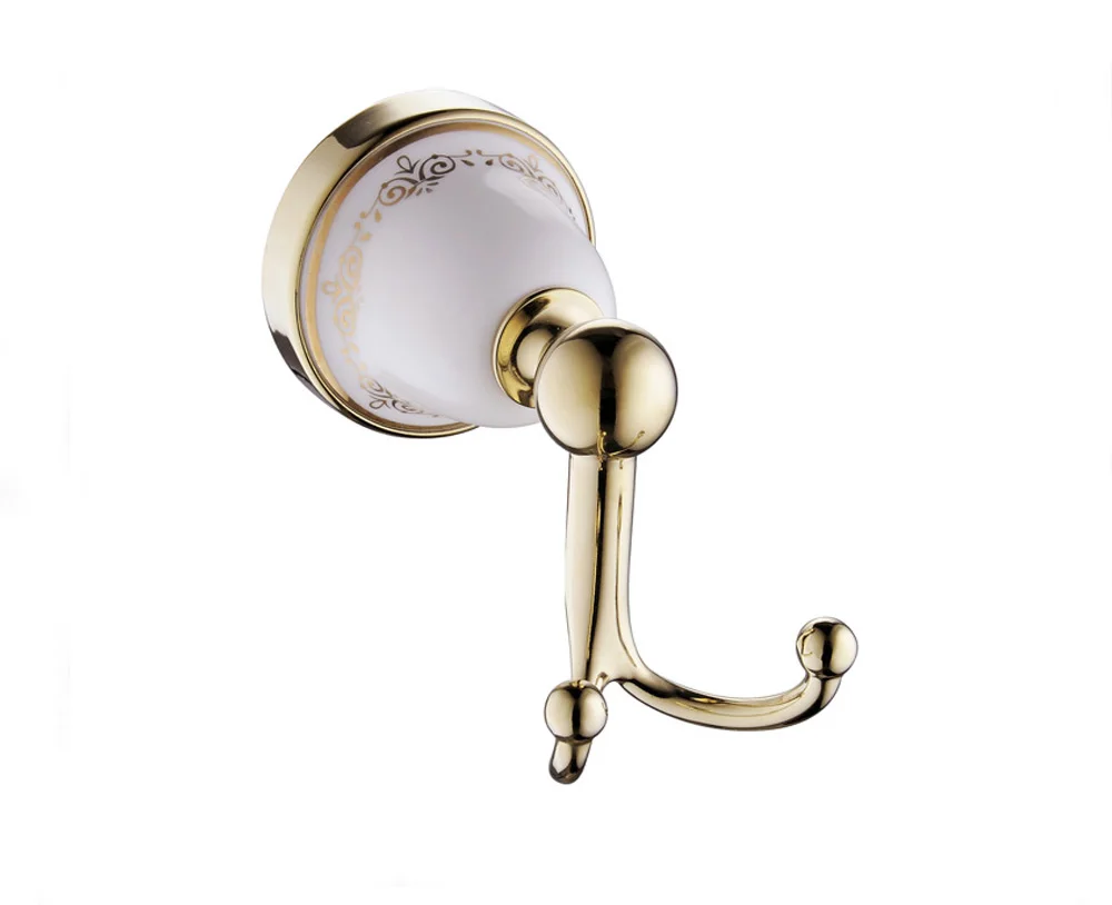 Позолоченные декоративные узоры, керамический металлический настенный крючок для полотенец для ванной комнаты