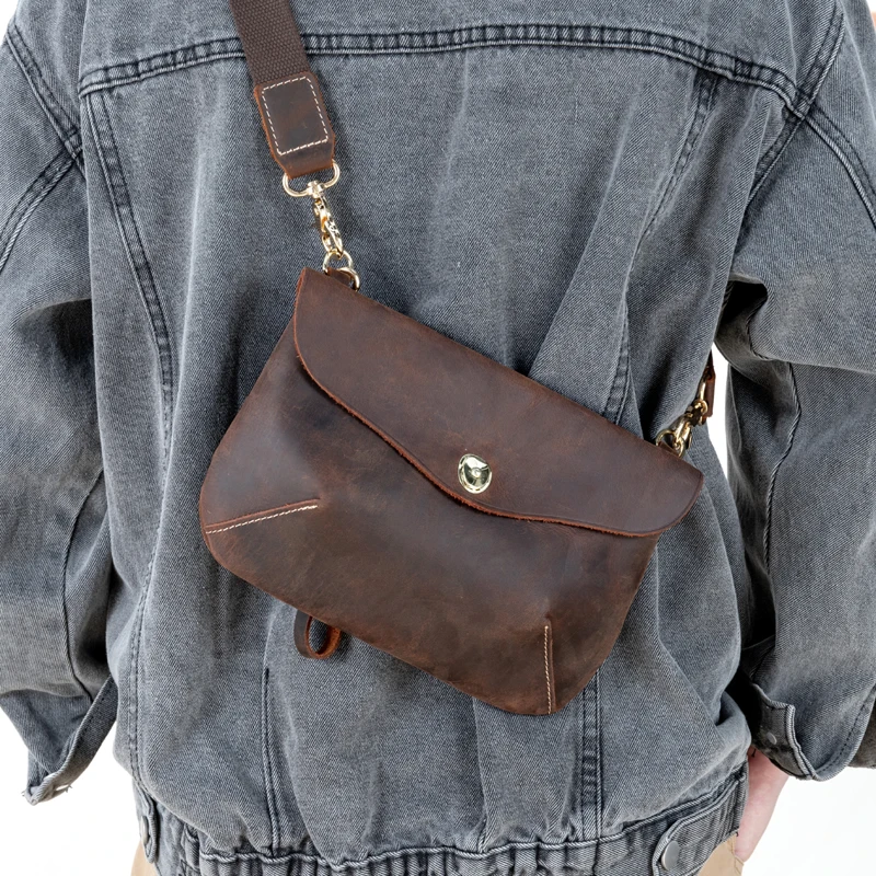 New stylish Leather messenger bag - Small Crossover Long Over the Shoulder leather Sling bag for Womens Purses and Handbags