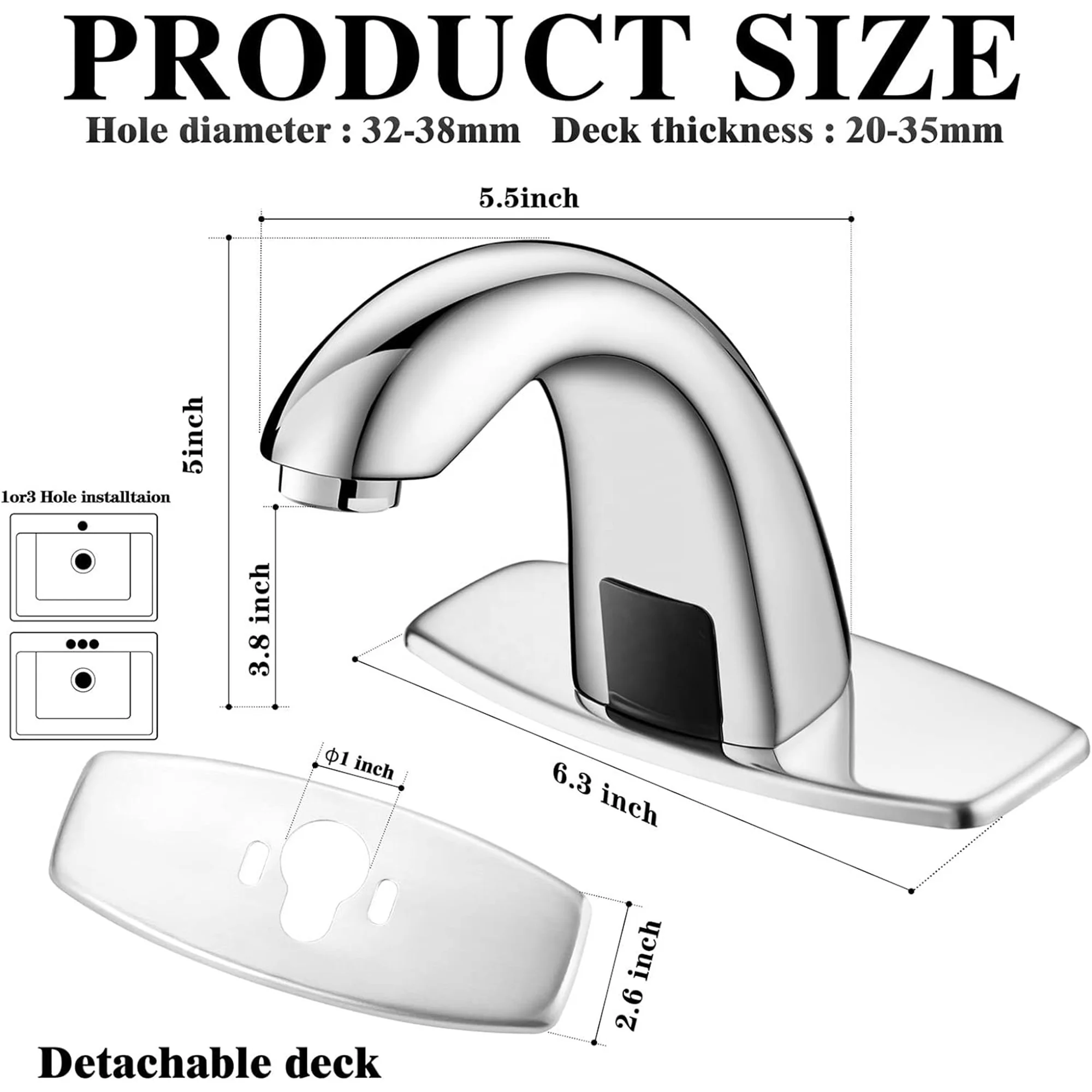 CYEN durable construction temperature control no leakage chrome automatic sensor faucet touchless bathroom sink faucet