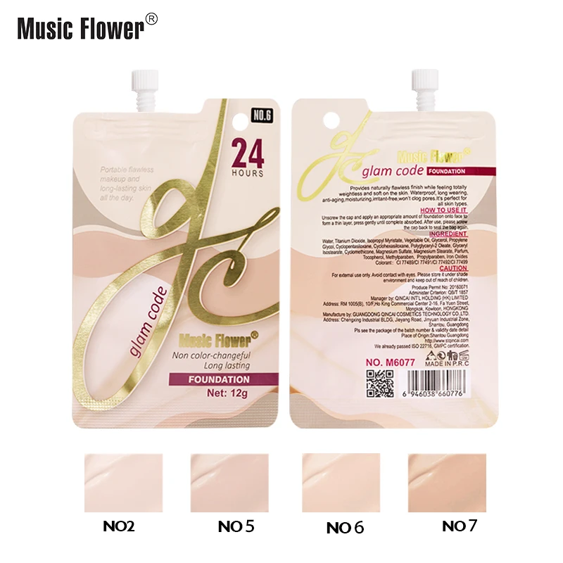 Original Music Flower GMPC Makeup Full Coverage Oil-free Waterproof Concealer Private Label Cheek Liquid Matte Foundation