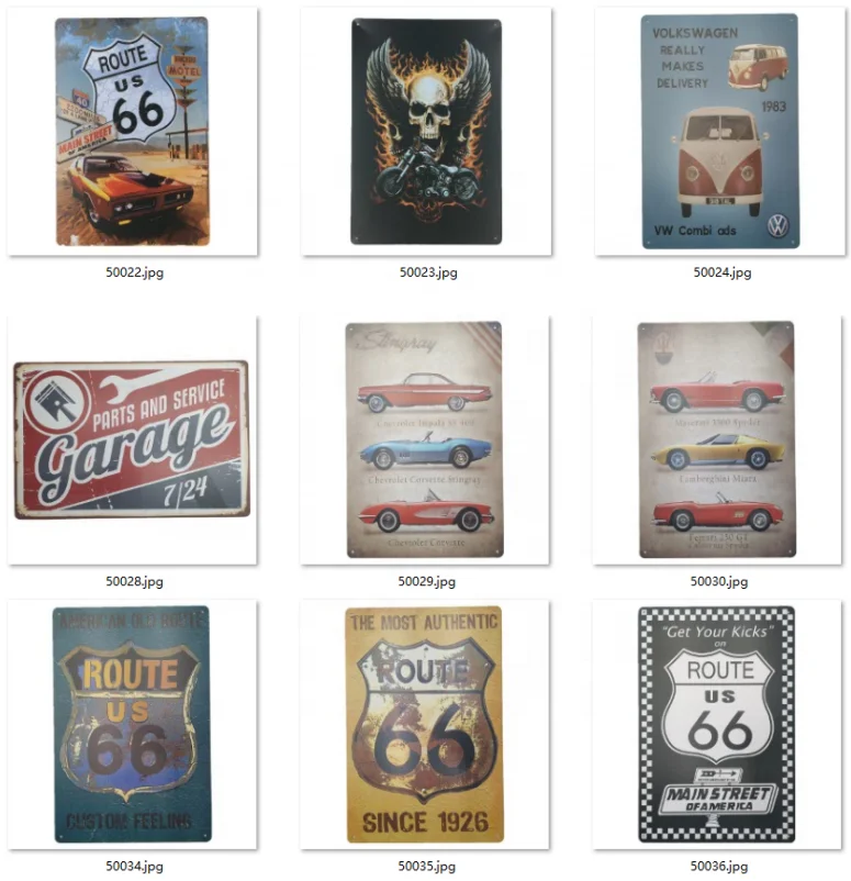 Vintage Retro Metal Tin Sign Gasoline Car USA Routes 66 Road Iron Poster Wall Decor Garage Service Bar Signs Casting Plaque