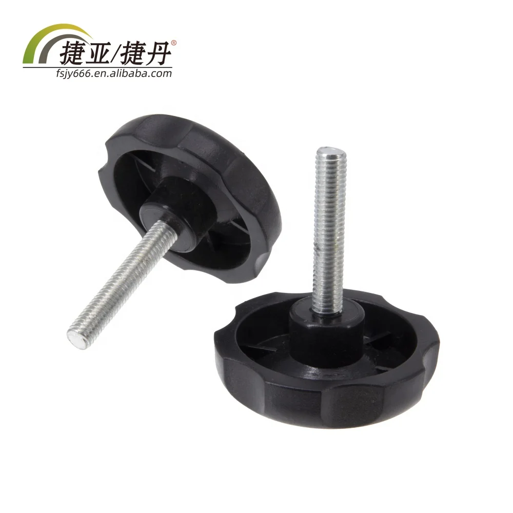 Nylon M8 Black Knurled Round Knob Screw Clamping Knob