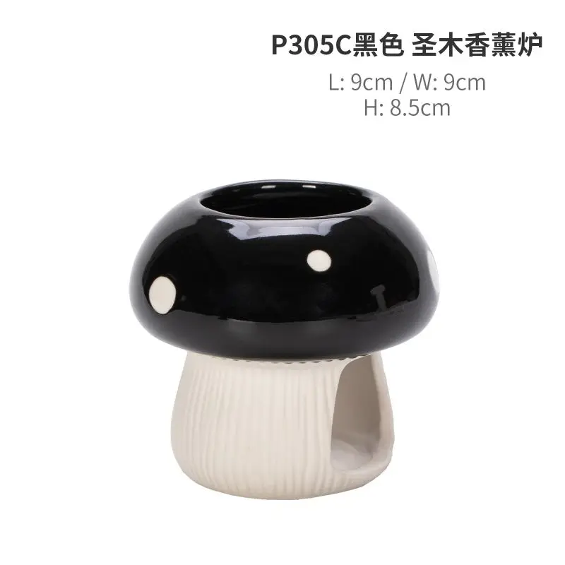 Log Cabin Ceramic Mushroom Incense Burner for Palo Santo Sticks Sage Sticks Holder for Meditation and Yoga Room Deco