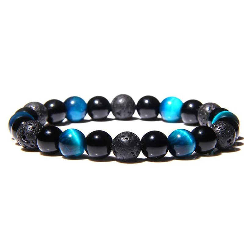 Trendy Natural Stone Magnetic Health Protection Women Soul Jewelry Pulsera Hombre Obsidian Hematite Tiger Eye Bracelets