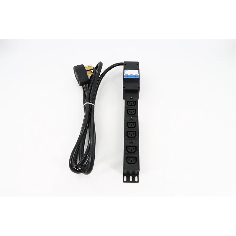 Factory Wholesale High Quality 1U black 6 ways universal  rack PDU air switch for computer room