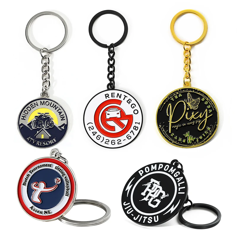 Personalizados Zinc Alloy Iron Keychain Custom Metal 3D Commercial Brand Logo Silver Soft Enamel Key Rings
