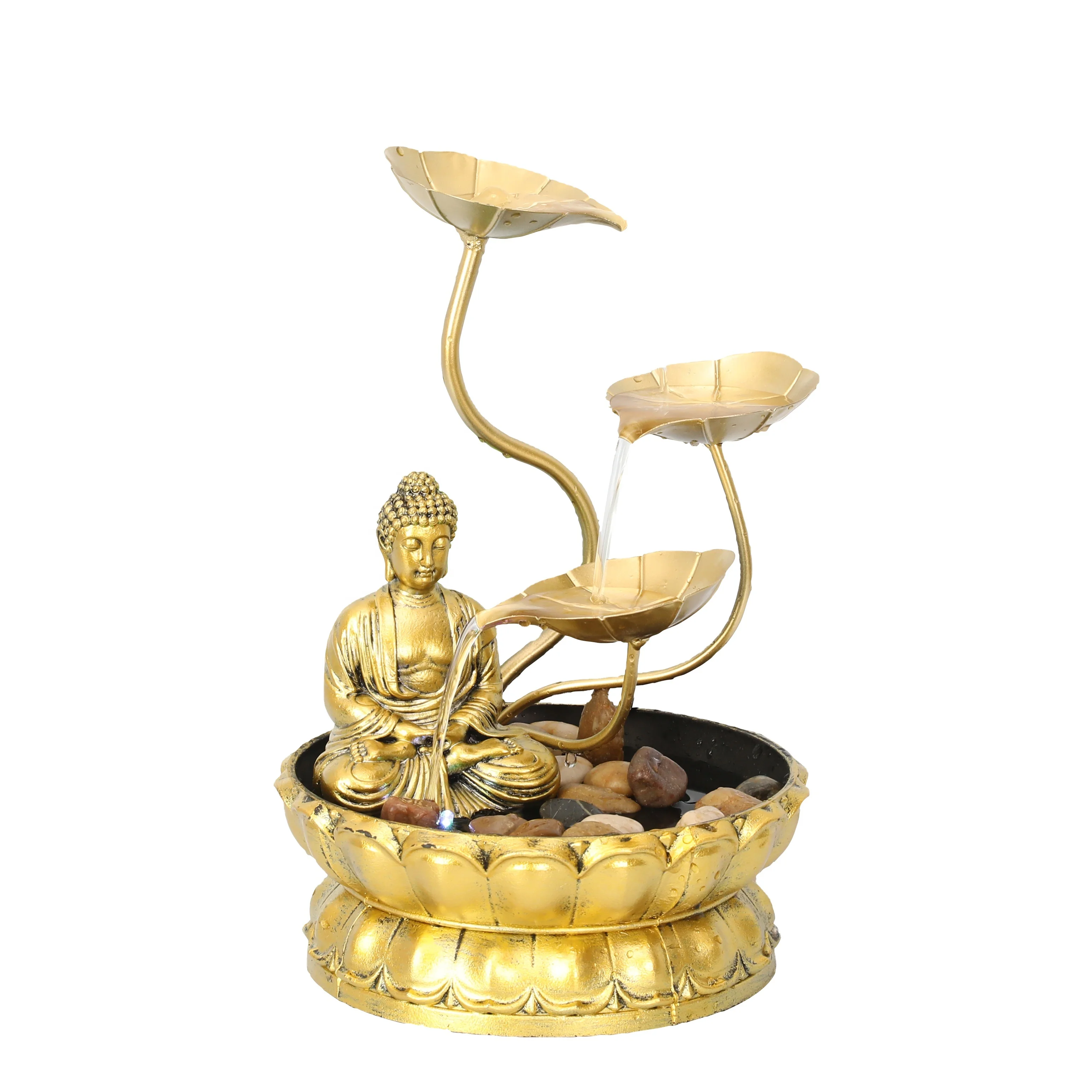 Buddha Style Metal WaterFall  Table Top Water Fountain for Home and Garden Decoration
