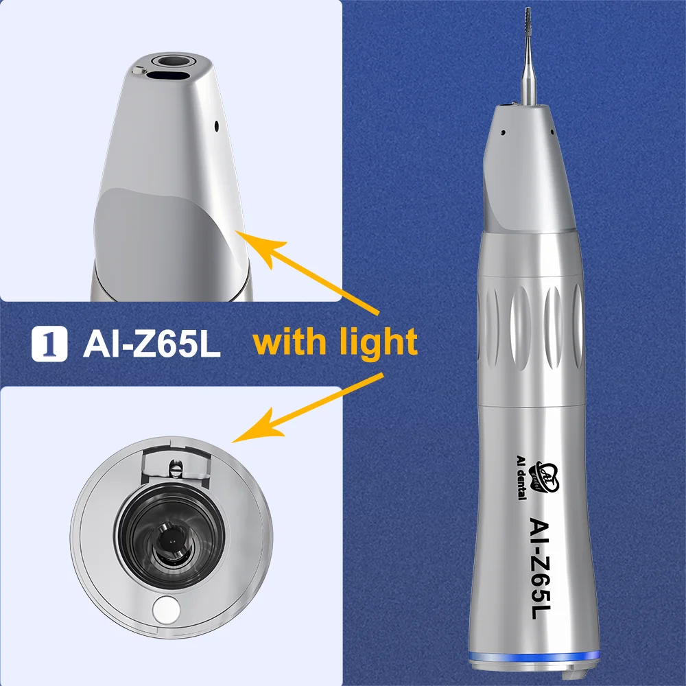 Z65L Straight Handpiece 1:1 Low Speed Polishing Hand Piece Fiber Optic Stainless Steel Body Dental Instrument Dentist Supplies
