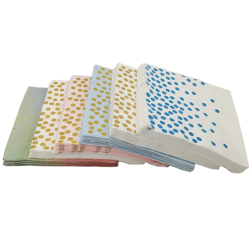 Одноразовые квадратные Позолоченные бумажные салфетки и салфетки для вечеринок