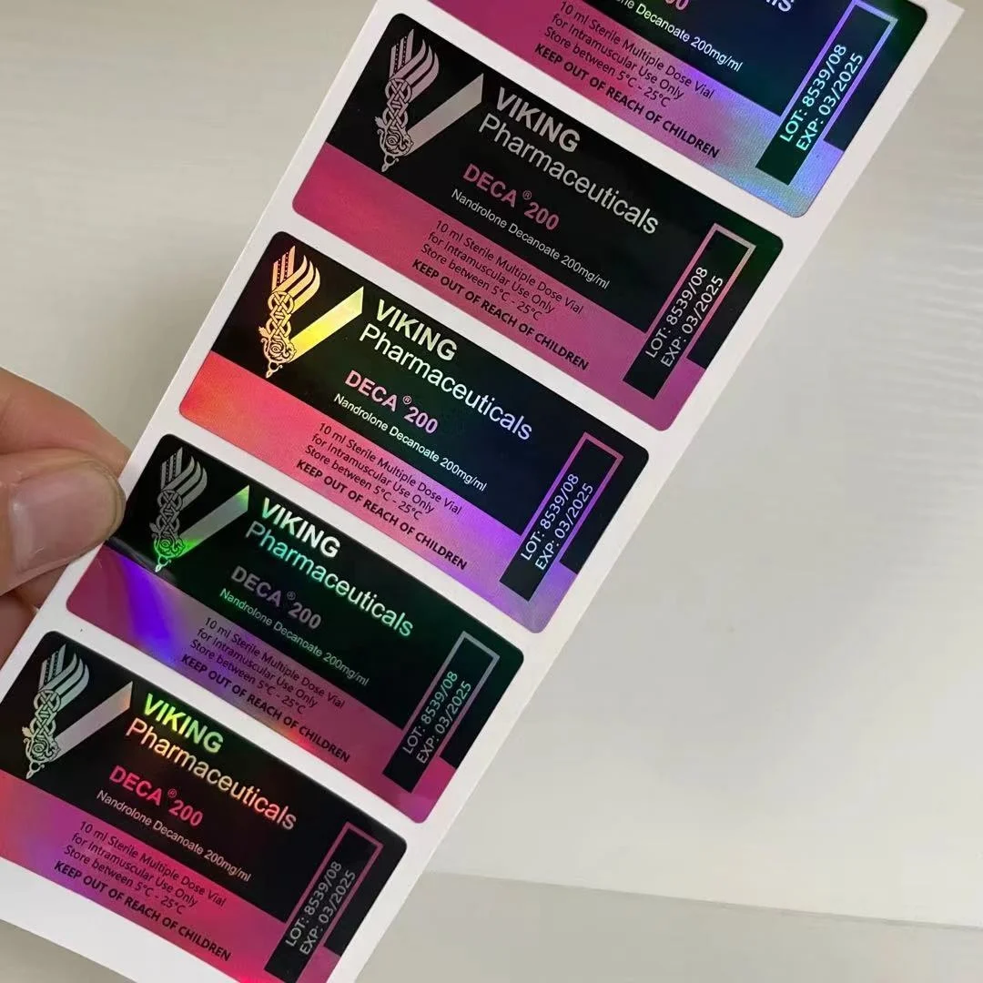 Viking Pharmaceuticals  Laser Holographic Strong Glue  10ml Vial Labels For Pharmacy Medication Bottles