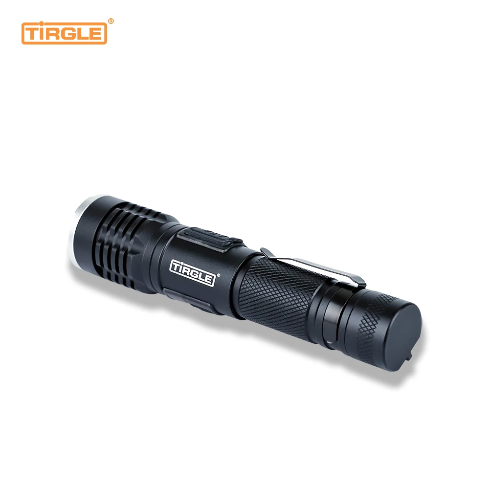 Tactical Flashlight With Pen Clip Power Bank Function Retractable Zoom Long Range LED Torch USB Rechargeable Flashlight