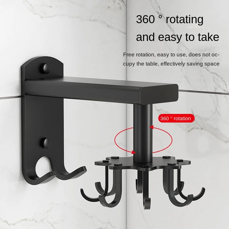 Free Punching Factory Direct Selling Space Aluminum Kitchen 360 Degree Rotating Hook Custom Rails Rack Draining
