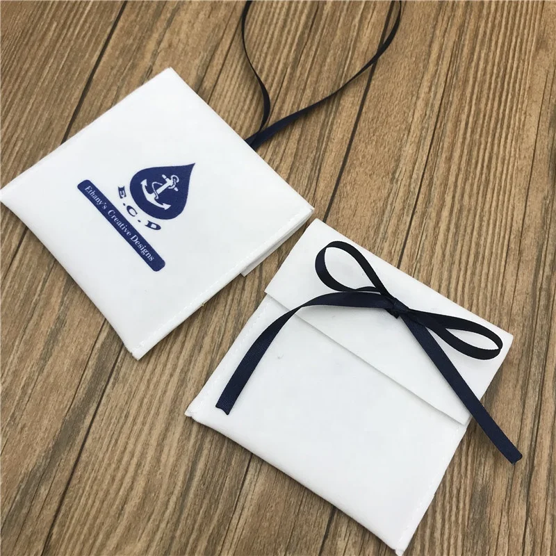 Luxury Suede Velvet Jewelry Envelope Style Pouch Gifts Bags With Flap Ribbon