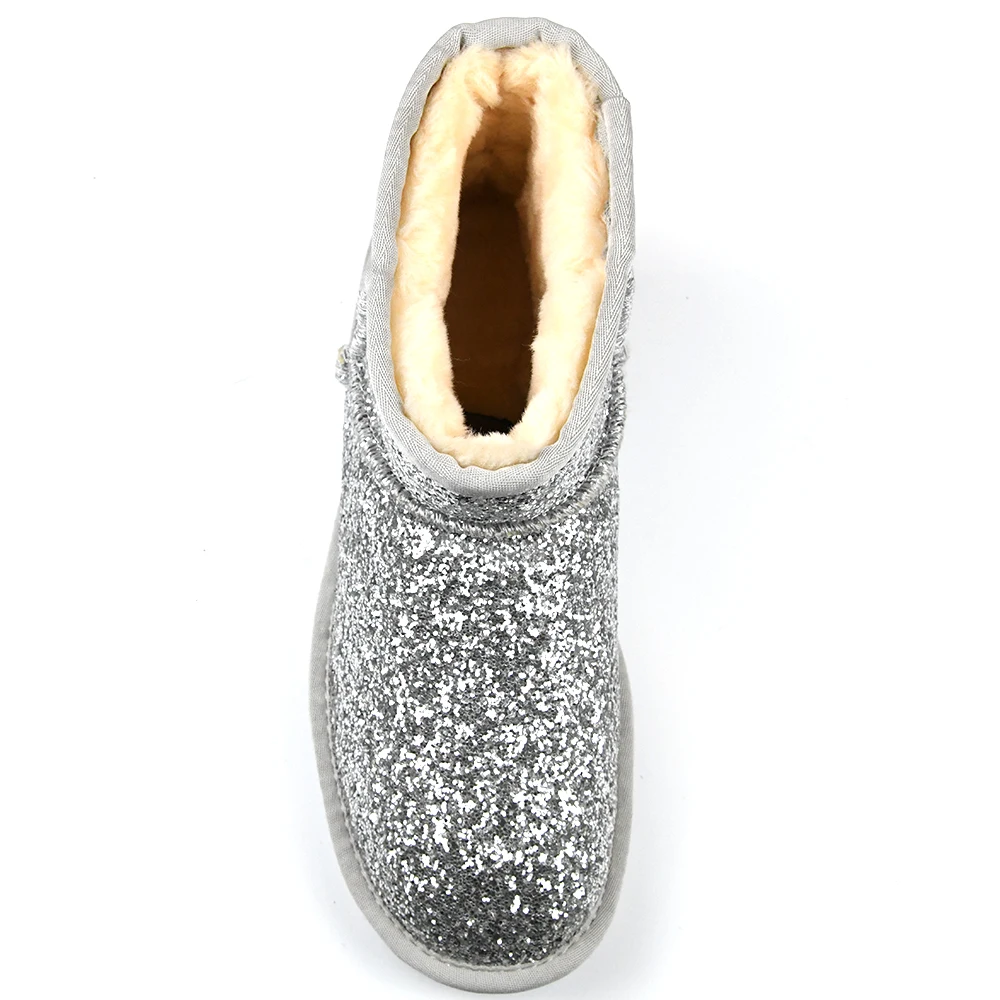 Winter High Quality Oem Rhinestones Warm Shoes Ankle Classic Plus Size Us Fashion Sequin Short Bling Sqarkle Snow Boot For Women