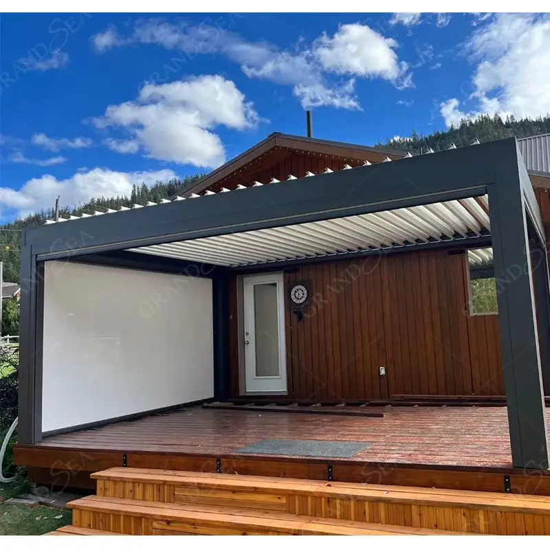 Foshan Factory Wholesale Exterior Garden Remote Control Electric Aluminum Pergola Outdoor Louvered Pergola Canopy