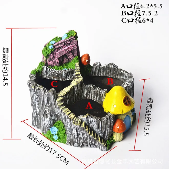 Цветочный горшок из смолы для суккулентных растений мини-контейнер сада с 2/3 горшками дома/офиса оптовая