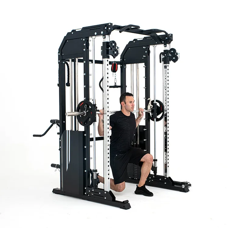 Multi-Function Smith Machine Trainer Cross Fitness Power Rack Smith Machine Steel Tube Squat Rack