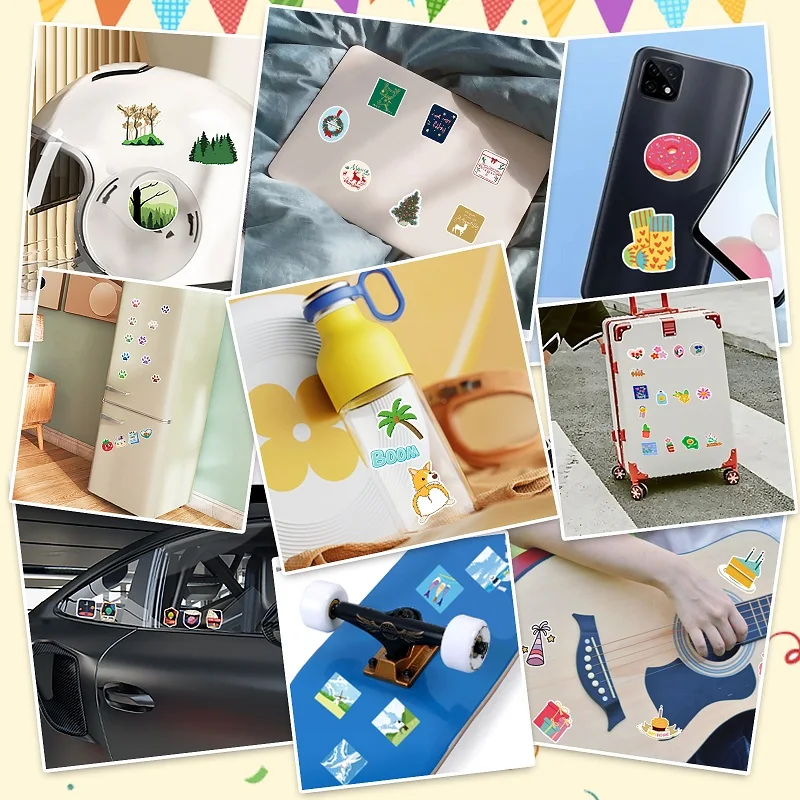 50PCS Factory Outlet Cartoon Custom Colorful Cool Festival Neon Halloween Sticker For Laptop Cup Journal Sticker