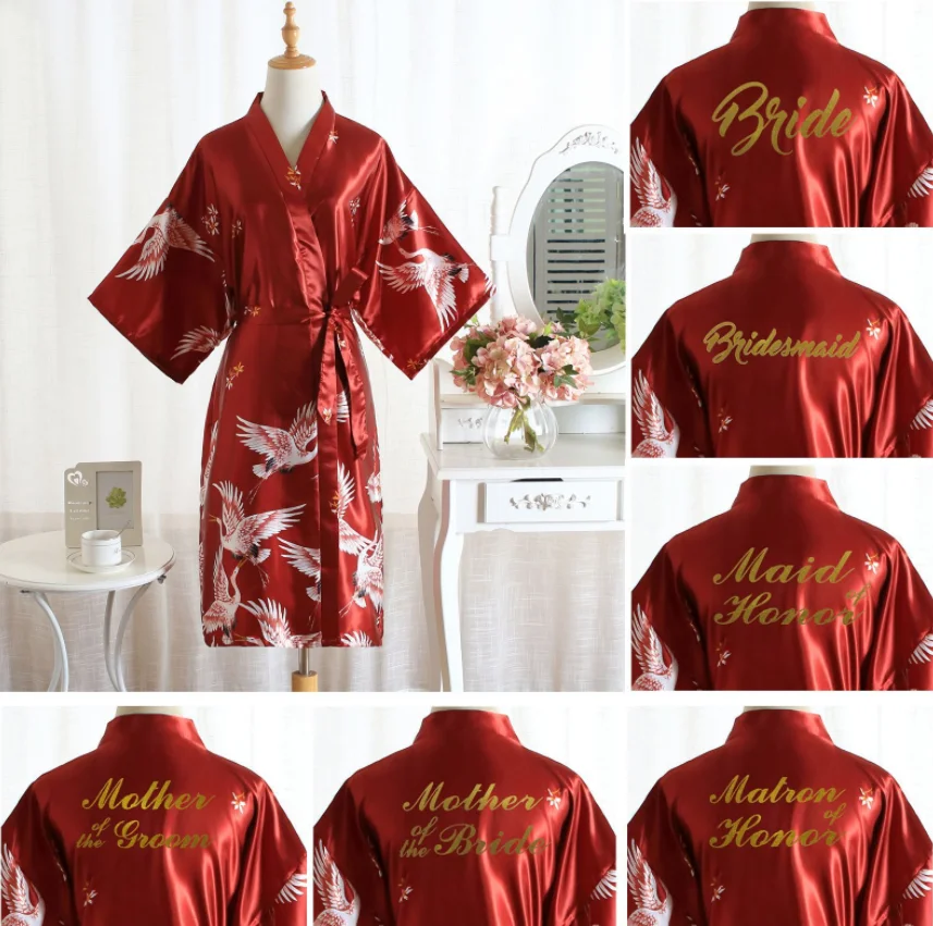 Custom the satin silk crane xia sleeves brides bridesmaid  robe